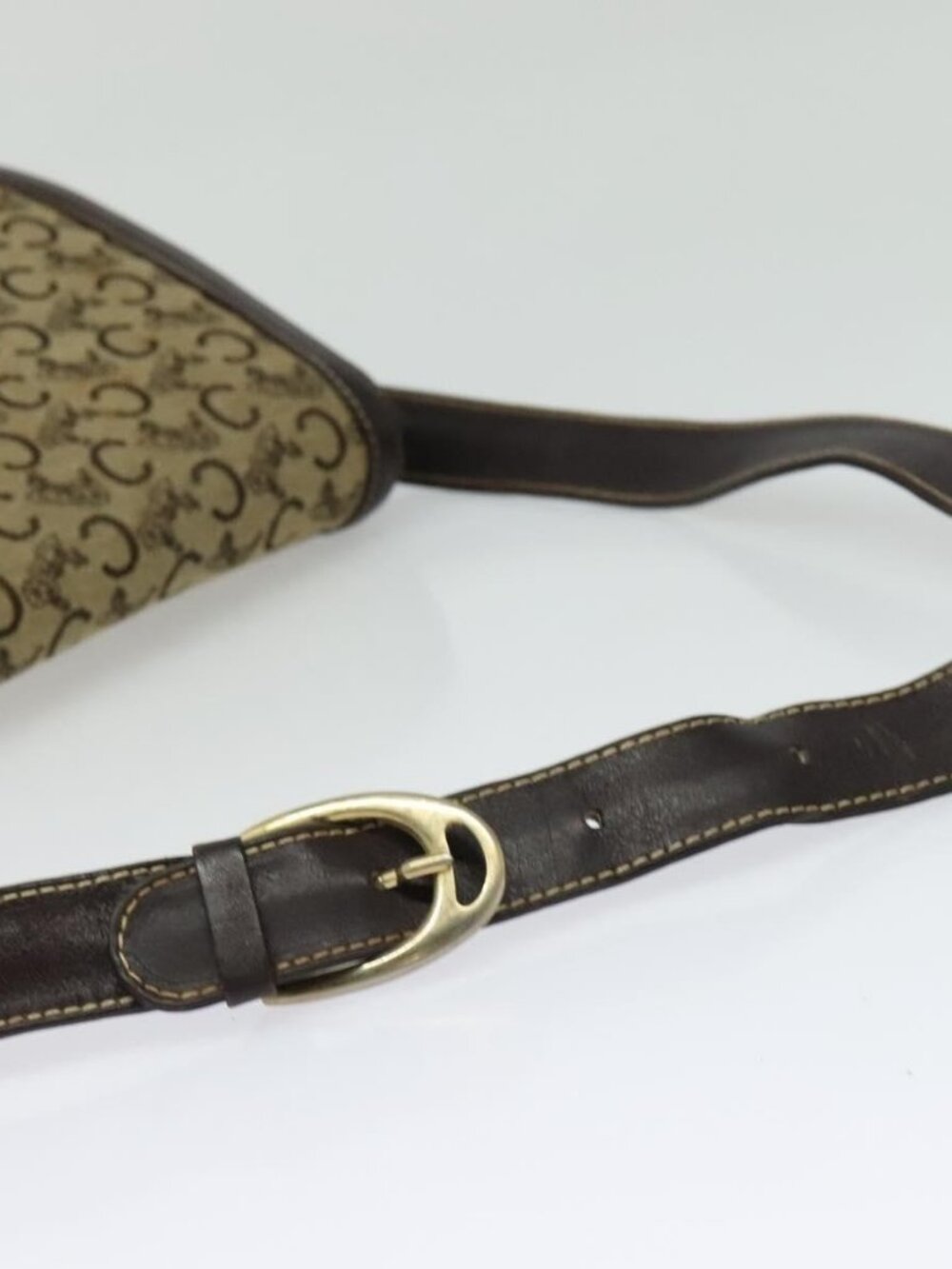 Authentic CELINE C Sulky Shoulder Bag Canvas Beige Gold - Picture 14 of 16